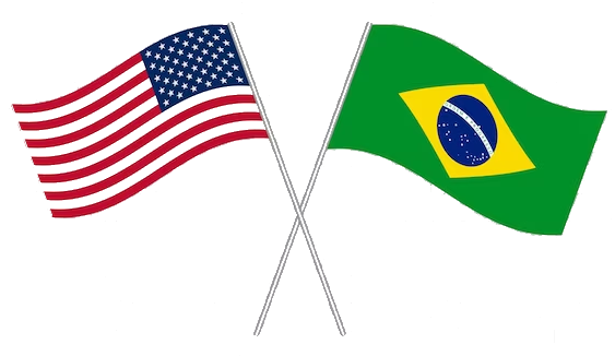 Bandeiras intercaladas do Brasil e EUA